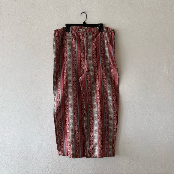 Boho Stripe Wide Leg Pants M Elastic Waist Festival Palazzo Retro Flowy - Picture 9 of 13